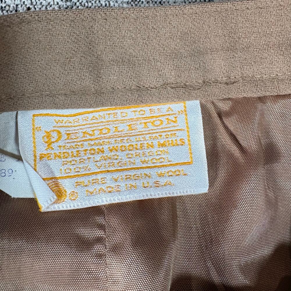 Pendleton Wool Skirt Pleated Tan USA Virgin Wool Size 14 - Picture 2 of 7